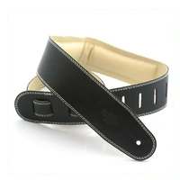 DSL Padded Garment Leather Guitar Strap 2 1/2" Black/Beige Hand Made Australia