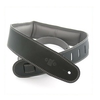 DSL Padded Garment Leather Guitar Strap 2 1/2" Black/Grey Hand Made Australia