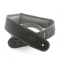 DSL Padded Garment Leather Guitar Strap 2 1/2" Black/Grey  Hand Made Australia