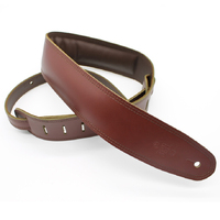 DSL 2.5" Padded Garment Maroon/Brown Leather Guitar Strap