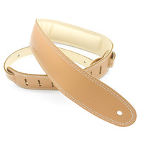 DSL 2.5" Padded Garment Tan/Beige Leather Guitar Strap