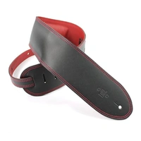 DSL Padded Garment Leather Guitar Strap 3 1/2" Black/Red Hand Made Australia