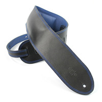 DSL 3.5" Padded Garment Leather Guitar Strap - Black/Blue