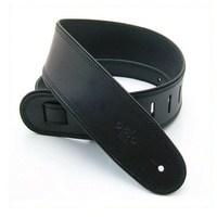 DSL Premium Leather Guitar Strap 2.5" Black/Black Roll Edge Hand Made Australia