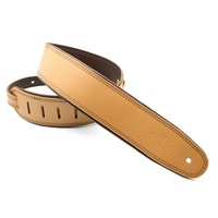 DSL Premium Leather Guitar Strap 2.5" Tan / Brown Roll Edge Hand Made Australia