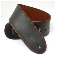 DSL Garment Leather Guitar Strap 3 1/2" Rolled Edge Black / Brown