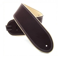 DSL Garment Leather Guitar Strap 3 1/2" Rolled Edge Brown / Beige