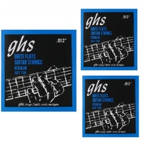 GHS 730 Brite Flats Regular  3 SETS - Electric Guitar Strings  12 - 54