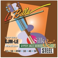 La Bella GJM-LE Gypsy Jazz Silk and Steel Guitar Strings Loop Ends Med 12 - 56