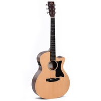 Sigma GMC-STE Grand OM Acoustic Guitar w/ Solid Spruce Top Cutaway & Pickup