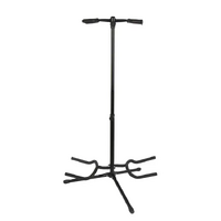 BBT Foldable Double Tripod Acoustic / Electric Guitar Stand - Black - Holds 2 Guitars