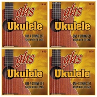 GHS H-10 Nylon Ukulele Strings, Soprano / Concert, Black Nylon - 4 sets