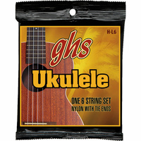 GHS H-L6  Lili'u Black Nylon/Silverwound Ukulele Strings  6-String Set,Tie End, 