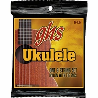 GHS Lili'u Black Nylon/Silverwound Ukulele Strings 6-String Set,Tie End, 