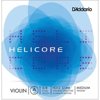 D'Addario Helicore Violin Single A String, 3/4 Scale, Medium Tension