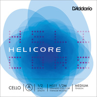 D'Addario Helicore Cello Single A String, 1/2 Scale, Medium Tension