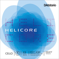 D'Addario Helicore Cello Single A String, 4/4 Scale, Heavy Tension