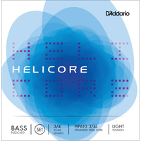 D'Addario Helicore Pizzicato Bass String Set, 3/4 Scale, Light Tension