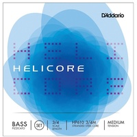 D'Addario Helicore Pizzicato Bass String Set 3/4 Scale Medium Tension HP610