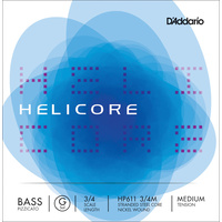 D'Addario Helicore Pizzicato Bass Single G String, 3/4 Scale, Medium Tension