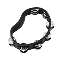 Meinl Percussion HTMT1BK Handheld ABS Plastic Tambourine Guiro Style Double Row
