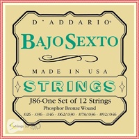 D'Addario J86 Phosphor Bronze Bajo Sexto Strings, Loop End, 26 - 92