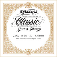 D'Addario J2902 Classics Rectified Classical Guitar Single String, Moderate Tension, Second String