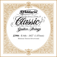 D'Addario J2906 Classics Rectified Classical Guitar Single String, Moderate Tension, Sixth String