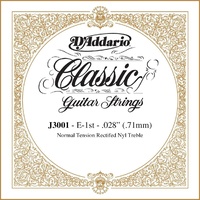 D'Addario J3001 Rectified Classical Guitar Single String 1st E, Normal Tension