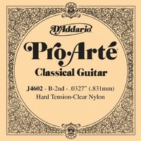 D'Addario J4602 Pro-Arte Nylon Classical Guitar Single String Hard Tension 2nd B