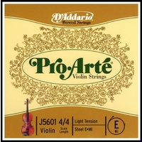 D'Addario Pro-Arte Violin Single  Steel  E String  4/4 Scale, Light  Tension 