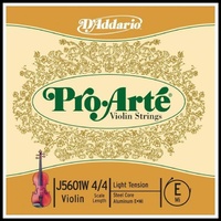 D'Addario Pro-Arte Violin Single  Wound E String  4/4 Scale, Light  Tension 