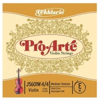 D'Addario Pro-Arte Violin Single  Wound E String  4/4 Scale, Medium Tension 