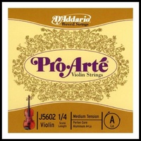 D'Addario Pro-Arte Violin Single A String, 1/4 Scale, Medium Tension J5602