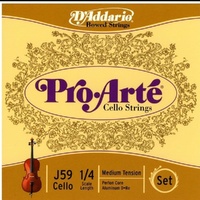 D'Addario Pro-Arte Cello String Set, 1/4 Scale, Medium Tension
