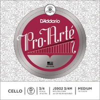 D'Addario Pro-Arte Cello Single D String, 3/4 Scale, Medium Tension