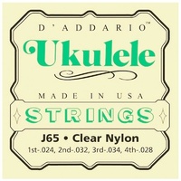 D'Addario J65 Ukulele Clear Nylon Strings, Soprano uke string Set