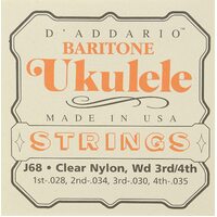 D'Addario J68 Ukulele Strings set Baritone  Clear Nylon Wd 3rd/4th