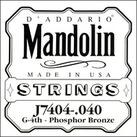D'Addario J7404 Phosphor Bronze Mandolin Single String, Fouth String, .040  - G