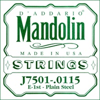 D'Addario J7501Plain Steel Mandolin Single String, First String, .0115  E String