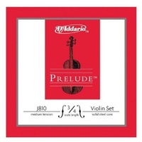 D'addario Prelude Violin String Set, 3/4  Scale, Medium Tension 