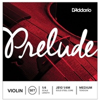 D'Addario Prelude Violin String Set 1/4 Scale Medium Tension 4 Strings E A D  G