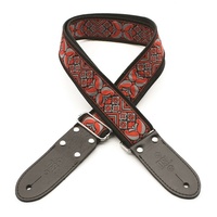 DSL Jacquard Weaving DC RED Guitar Strap  Hand Made in Australia Leather Ends