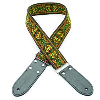 DSL Jacquard Weaving DC YELLOW Guitar Strap Hand Made in Australia Leather Ends