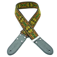 DSL Jacquard Weaving DC YELLOW Guitar Strap Hand Made in Australia Leather Ends