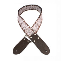 DSL Jacquard Weaving PAIS Brown Guitar Strap Hand Made in Australia Leather Ends