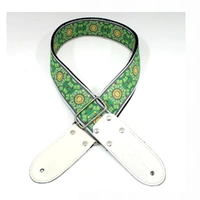 DSL Jacquard Weaving SAL-GREEN Guitar Strap Hand Made in Australia Leather Ends