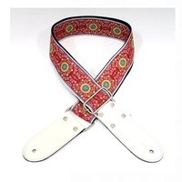 DSL Jacquard Weaving SAL-RED Guitar Strap Hand Made in Australia Leather Ends