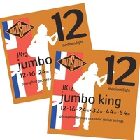 2 x Rotosound JK12 Jumbo King Phosphor Bronze 12 - 54 Acoustic Guitar Strings