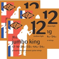 3 sets Rotosound JK12 Jumbo King Phosphor Bronze 12 - 54 Acoustic Guitar Strings